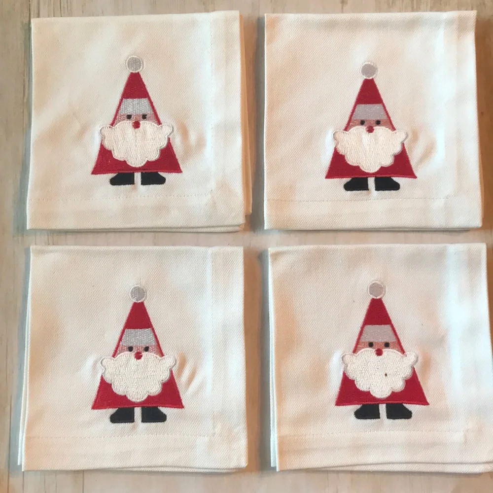 Crate & Barrel Santa Cocktail Napkins